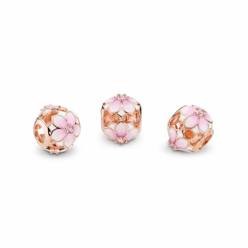 Pandora Rose™ Magnolia Bloom Charm - Pandora Rose/Enamel/Pink/Crystal - Canada | ZF7040HG